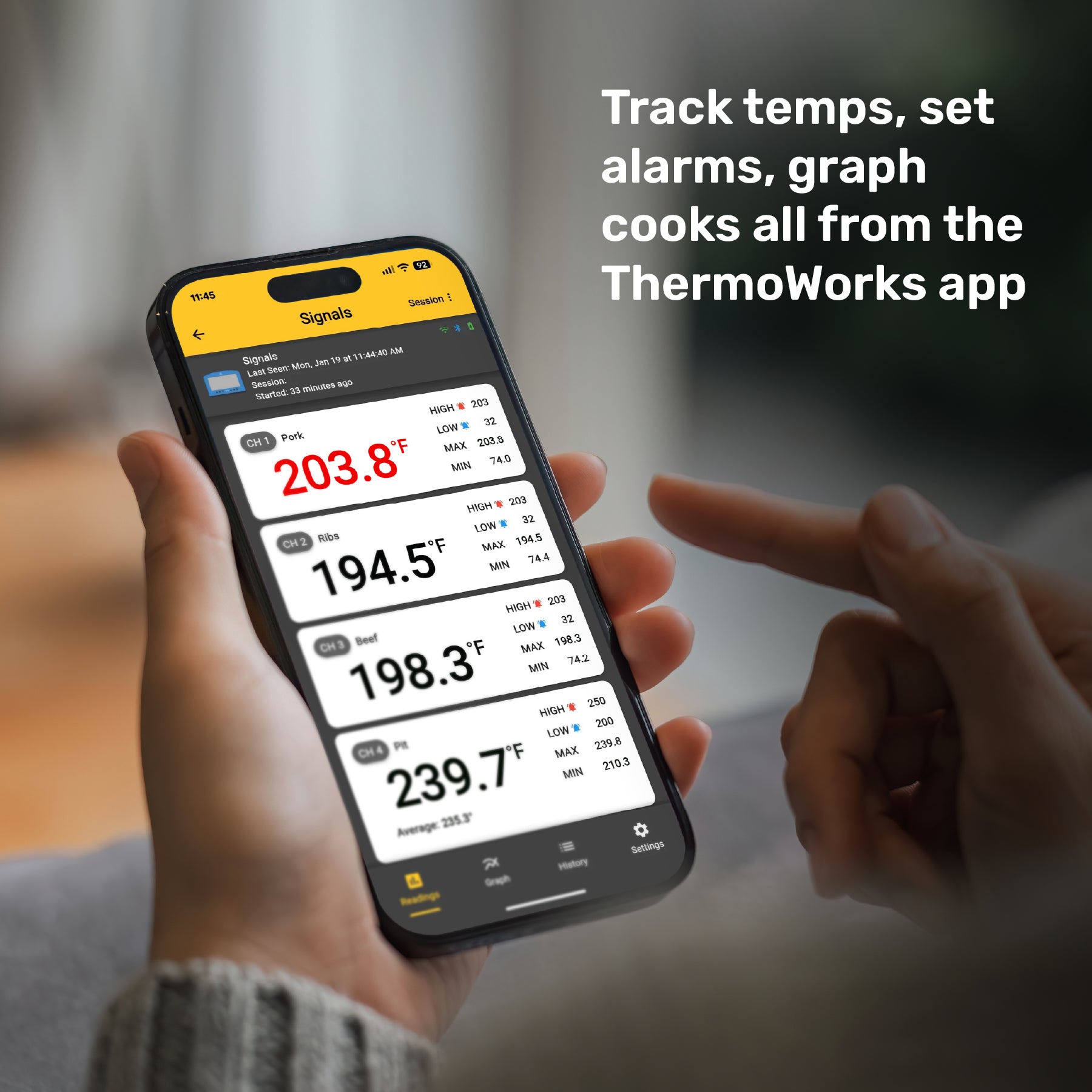 Signals™ BBQ Alarm Thermometer with Wi-Fi and Bluetooth® Wireless Technology