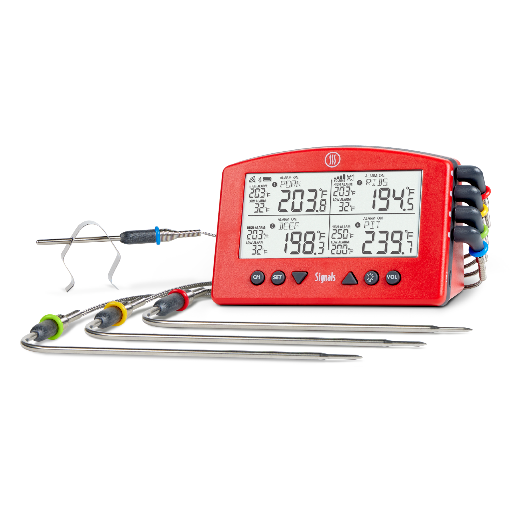 Signals™ BBQ Alarm Thermometer — Red