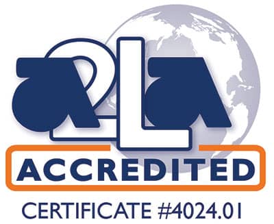 A2LA Accredited Calibration Certificate